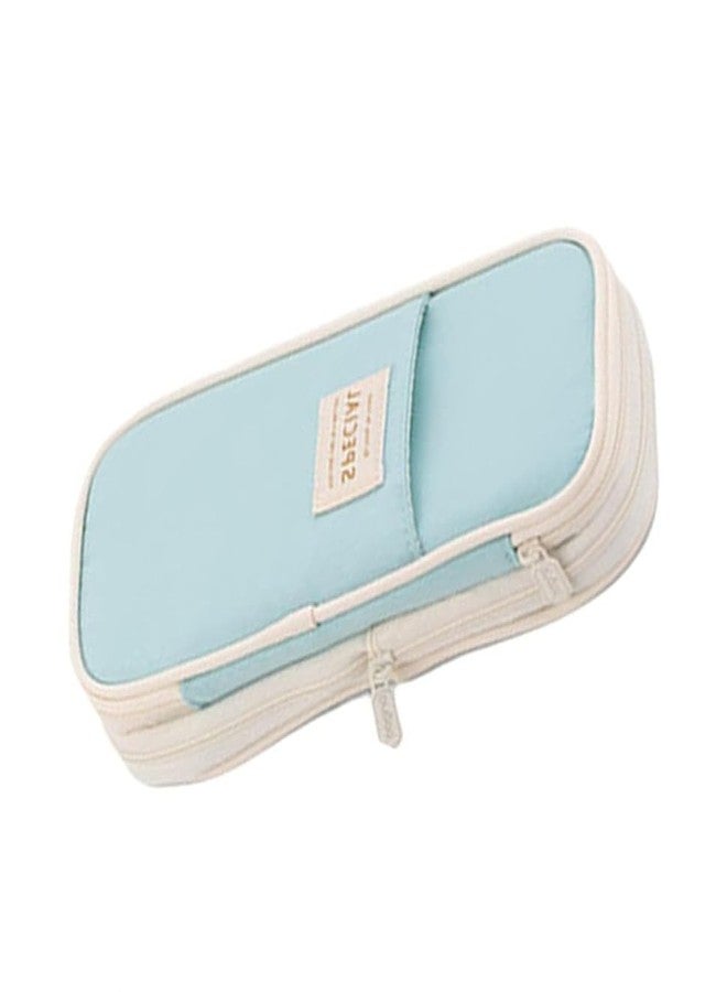 EASTHILL Big Capacity Pencil Pen Case Office College School Large Storage High Capacity Bag Pouch Holder Box Organizer Sky Blue (Sky Blue Cotton) - Image 1