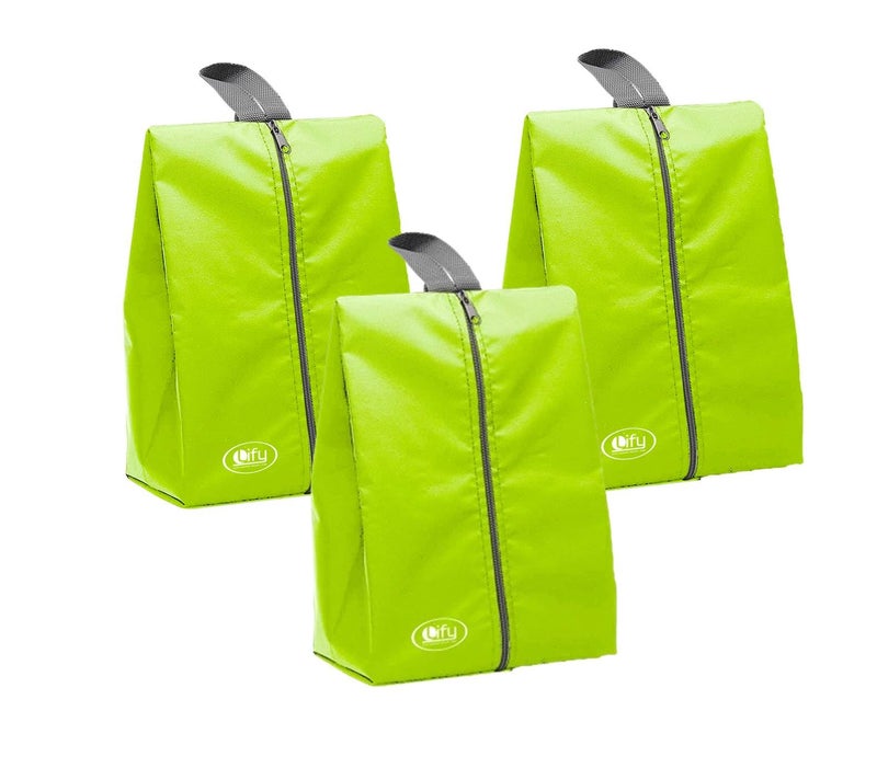 Lify Shoe Storage Organizer Bags Set, Water-Resistant Nylon Fabric with Sturdy Zipper for Traveling (Florescent Green- 3Piece) - Image 1
