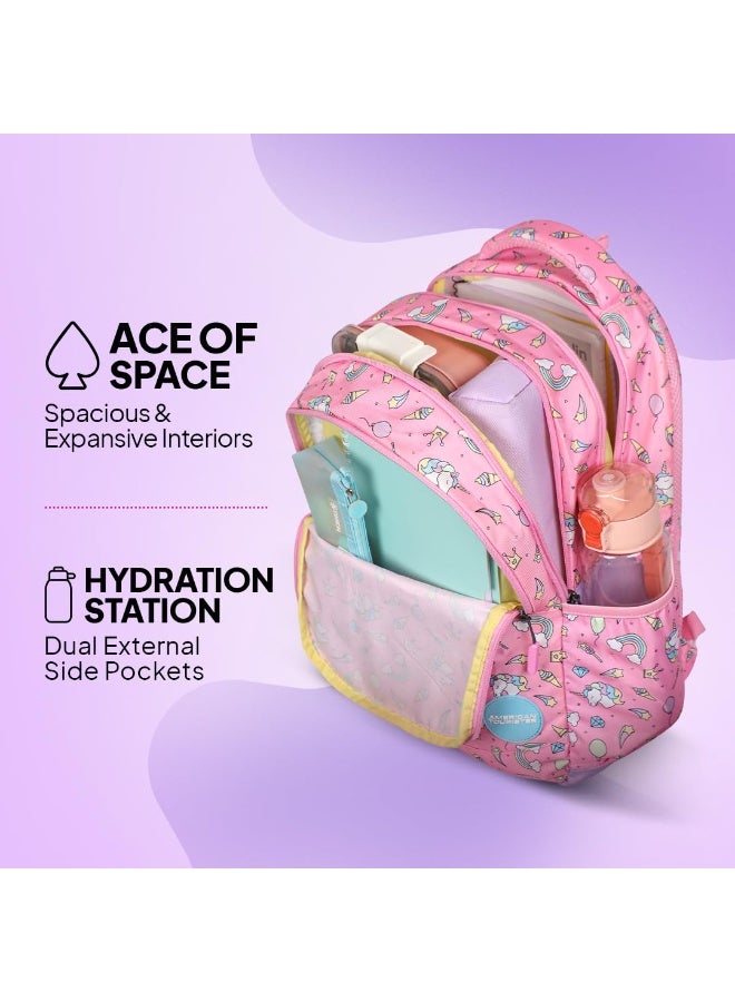 American Tourister Starlet, 25.5L Volume 3 Compartment School Backpack with Front Organizer and Spacious Interiors for Girls & Women - Unicorn Tales,Multicolor - Image 2