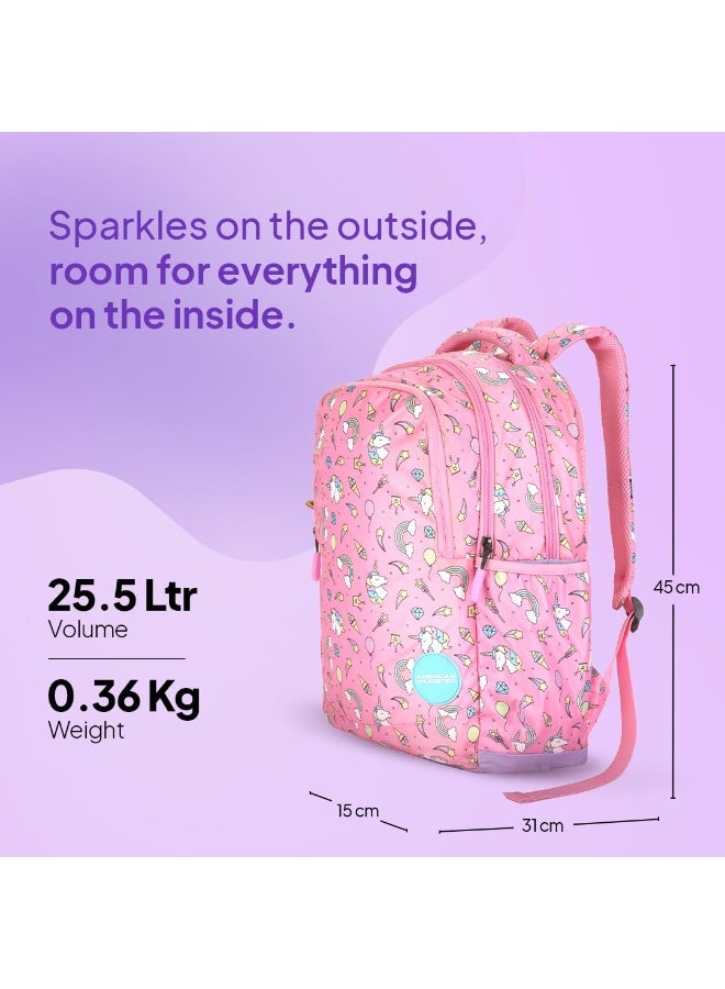 American Tourister Starlet, 25.5L Volume 3 Compartment School Backpack with Front Organizer and Spacious Interiors for Girls & Women - Unicorn Tales,Multicolor - Image 4