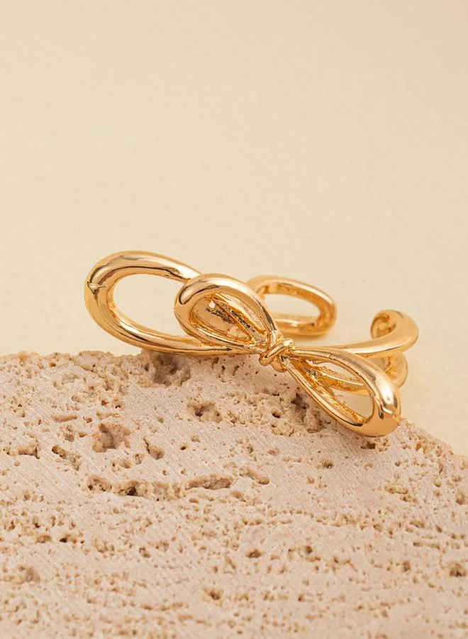 تايك تو خاتم ذهبي مفتوح بتفصيلة فيونكة