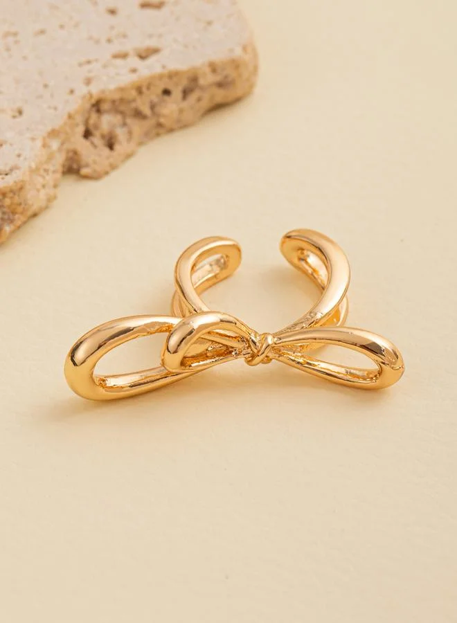 تايك تو خاتم ذهبي مفتوح بتفصيلة فيونكة