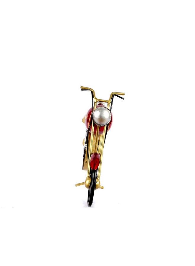 CRAFT TREE Metal Handpainted Decorative Bike Table Clock Showpiece | Vintage Motorcycle Design | Home & Office Decor | Red, Size: L12 x B3 x H7 Inches - Image 3