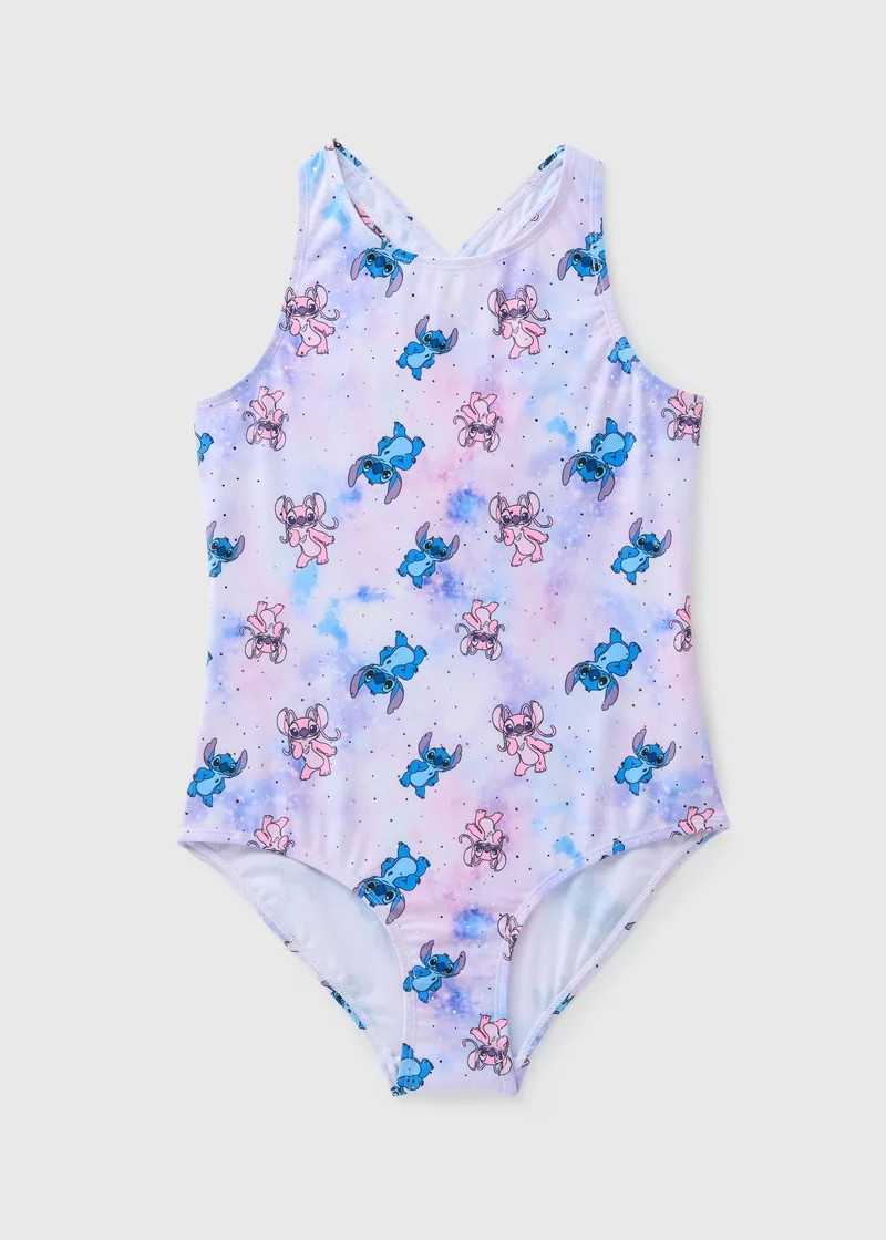 Matalan Girls Lilac Stitch Swimsuit