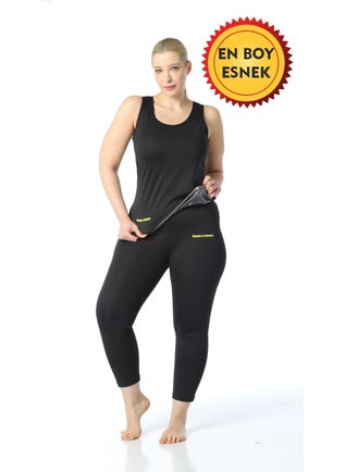TECHNO 8Q Women's Black Thermal Sauna Zippered Short Sleeve Tracksuit  - Image 5