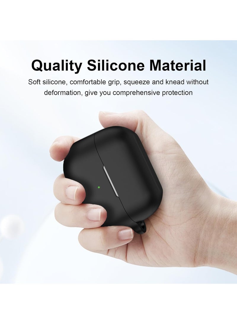 أكاليكس جراب سيليكون مع سلسلة مفاتيح لهاتف Samsung Galaxy Buds3 / Galaxy Buds3 Pro، غطاء حماية ناعم من السيليكون المقاوم للصدمات لسماعات Buds 3 Pro، (أسود) - Image 3