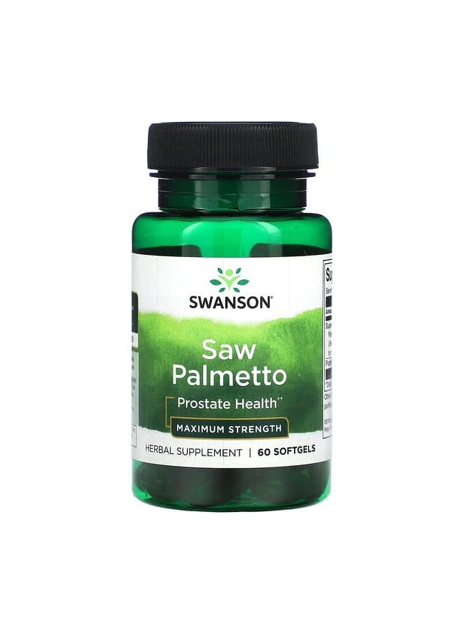 SWANSON Saw Palmetto, Maximum Strength, 60 Softgels