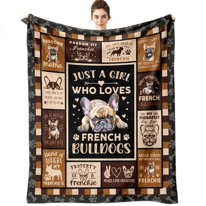 LSEOMIO French Bulldog Gifts Blanket 60X50 French Bulldog Gift for Women Gifts for Frenchie Bulldog LoversOwners Frenchie Bulldogs Mom Gift Frenches Bulldogs Themed Gift for Dogs