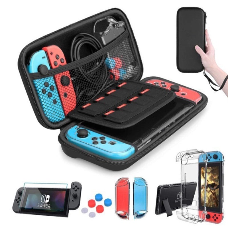 Nintendo switch storage bag game console console handle accessories protective shell set switch protective cover switch black 8 card hand rope bag set of 11 - Image 1