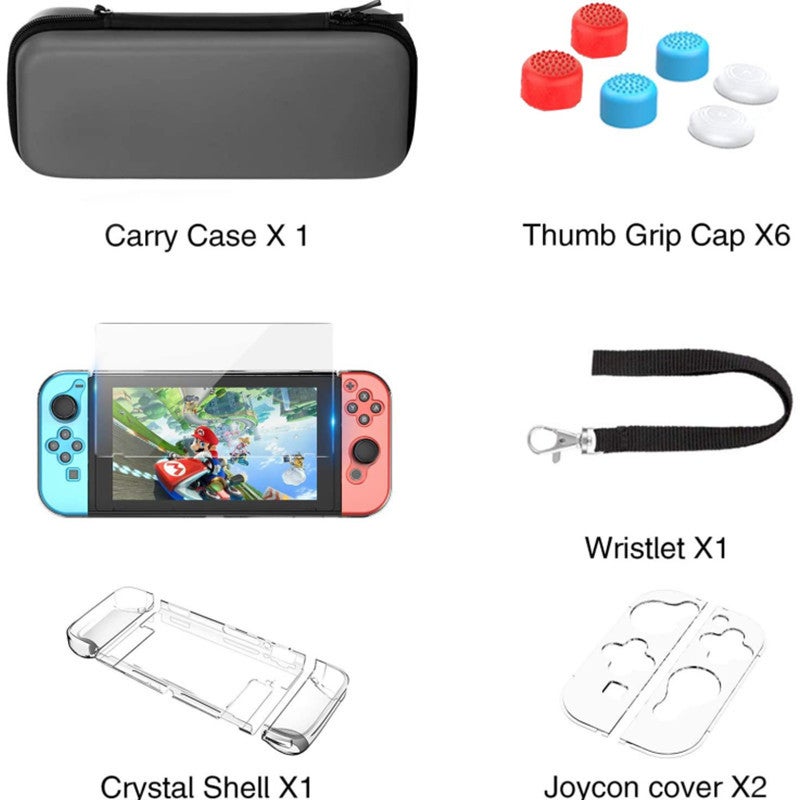 Nintendo switch storage bag game console console handle accessories protective shell set switch protective cover switch black 8 card hand rope bag set of 11 - Image 4
