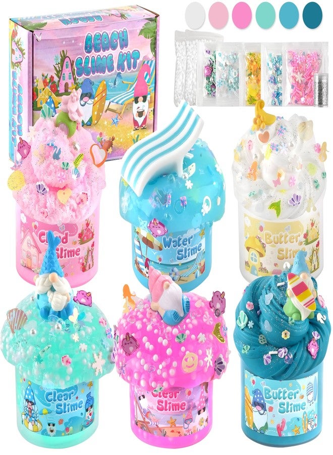 LAWOHO 6 Pack Slimes, Pink & Blue Slime Kit with Cloud, Butter Clear Water Slime, Non-Sticky Soft Sensory Toys, Slime Party Favors, Goodie Bag Stuffers for Girls & Boys Birthday Christmas Slime Gifts - Image 1