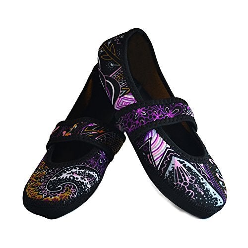 Nufoot Betsy Lou Fuzzies Women's Slippers, Foldable, Flexible Flats, Slipper Socks, Travel Slipper, Yoga Socks, House Shoes, Indoor Shoes, Paisley, Small - Image 1