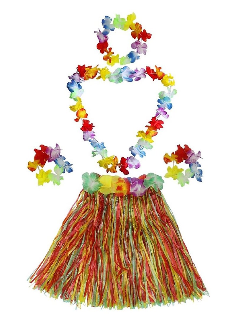 بارتي تايم طقم 5 قطع من تنكري هولا هاواي التنورة الملونة للحفلات - Image 1