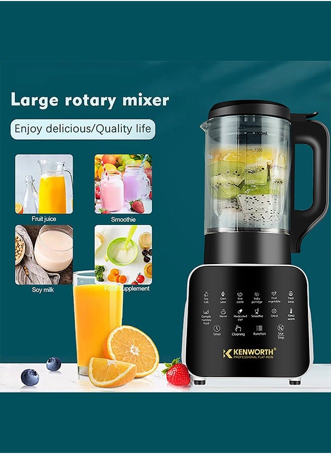 KENWORTH - Food Blender & Soup Maker,12 Auto Programs,1200W Blenders for Kitchen Food Processor 8 Removable Blades,Easy to Clean,Glass Jug,Tamper,Hot & Cold Kitchen Blender,Cooking,Fruit - Image 1