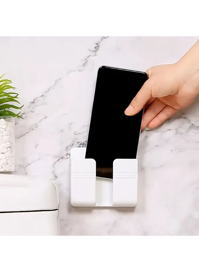 Wall Mounted ABS Phone And Remote Control Holder 1pc Adhesive Space Saving Design - Image 1