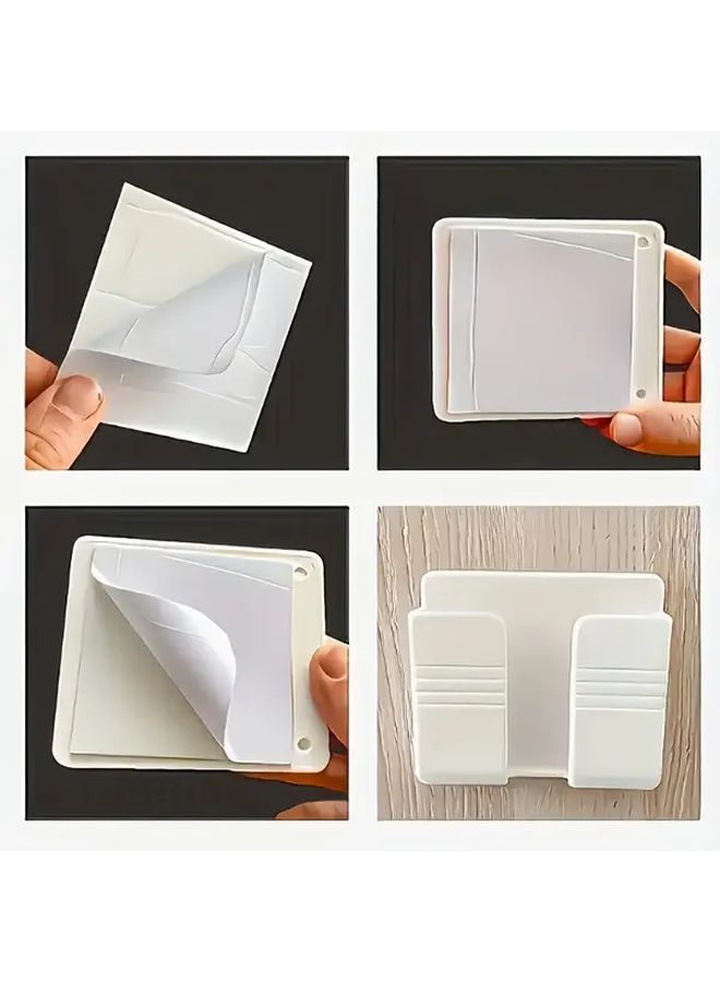 Wall Mounted ABS Phone And Remote Control Holder 1pc Adhesive Space Saving Design - Image 5