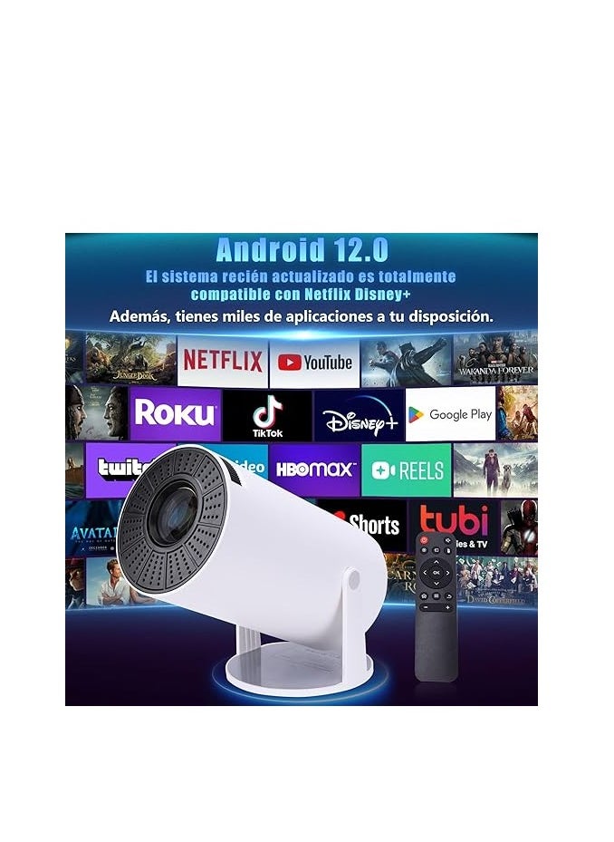 Generic Portable Mini Projector with Android 12, Support 1080P Full HD Projector 200ANSI, with WiFi 6 and Bluetooth 5.0 Projectors Home Theater, Outdoor Cinema Projector, Support Mobile Phone Projection  - Image 4