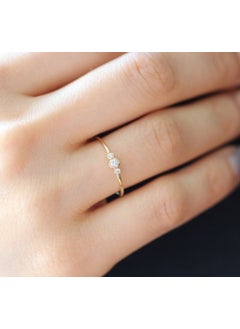 Zhenrong Wish Hot Sale New Plated Delicate 3-diamond Ring Womens Yellow Engagement Bar Ring Hypoallergenic GOLD