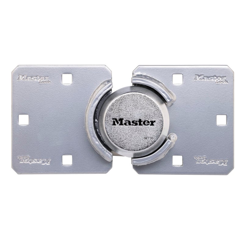 Master Lock Chrome Puck Lock Heavy Duty Hidden Shackle Lock and Hasp Solid Steel Lock for Trucks Trailers or Vans M736XKAD