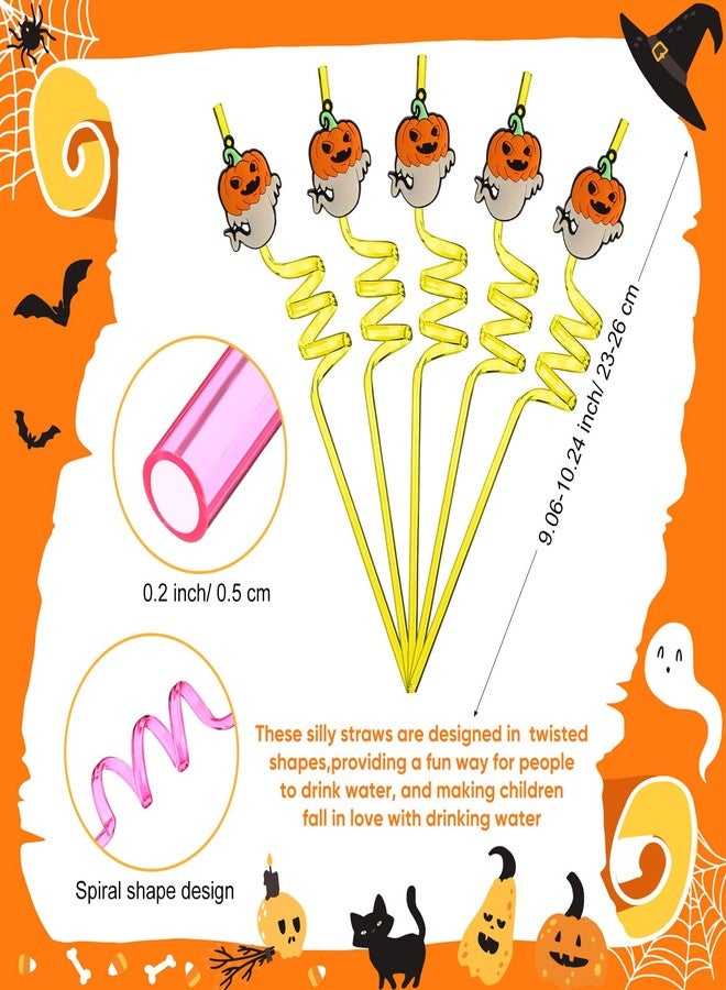 Potchen 80 Pcs Halloween Party Favors Straws for Kids Reusable Plastic Crazy Straws for Halloween Pumpkin Ghost Witch for Kids Classroom Party Favors Supplies Birthday Decoration - Image 2