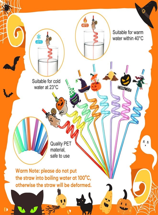 Potchen 80 Pcs Halloween Party Favors Straws for Kids Reusable Plastic Crazy Straws for Halloween Pumpkin Ghost Witch for Kids Classroom Party Favors Supplies Birthday Decoration - Image 3