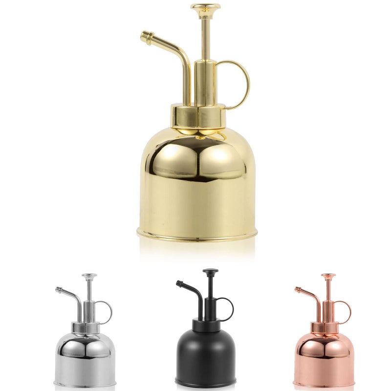 Plant Mister Spray Bottle Metal Stainless Steel Plant Sprayer Mister Small Watering Can Plant Spritzer with Top Pump for Indoor House Air Plants Succulents Outdoor Garden DecorativeGold