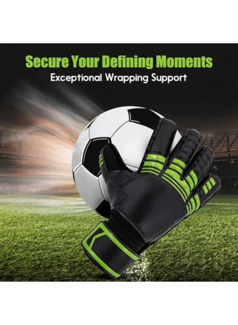 SYOSI Soccer Goalkeeper Gloves with Finger Protection, Strong Grip for Tough Tackles, Breathable Design, 3D Backhand & Dual Strap System, Ideal for Kids, Youth, and Adults (Black) - Image 4