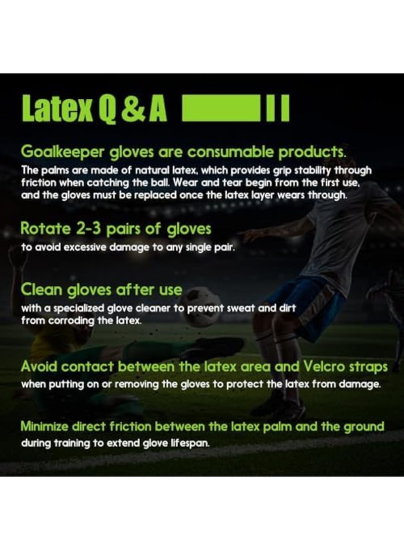 SYOSI Soccer Goalkeeper Gloves with Finger Protection, Strong Grip for Tough Tackles, Breathable Design, 3D Backhand & Dual Strap System, Ideal for Kids, Youth, and Adults (Black) - Image 3