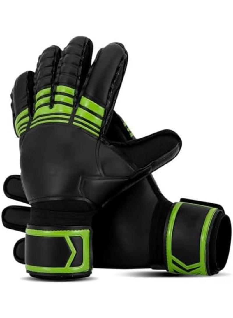 SYOSI Soccer Goalkeeper Gloves with Finger Protection, Strong Grip for Tough Tackles, Breathable Design, 3D Backhand & Dual Strap System, Ideal for Kids, Youth, and Adults (Black) - Image 1