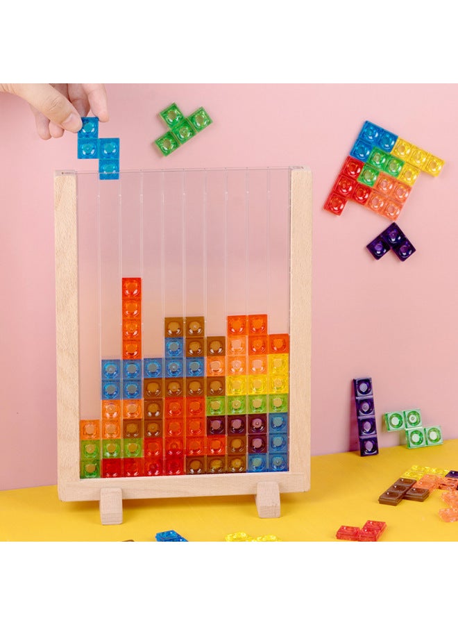 3D Three-dimensional Tetris Puzzle Color Transparent Building Blocks Puzzle Intelligence Shape Classification Children's Educational Toys-Color:Yhm-acrylic Tetris