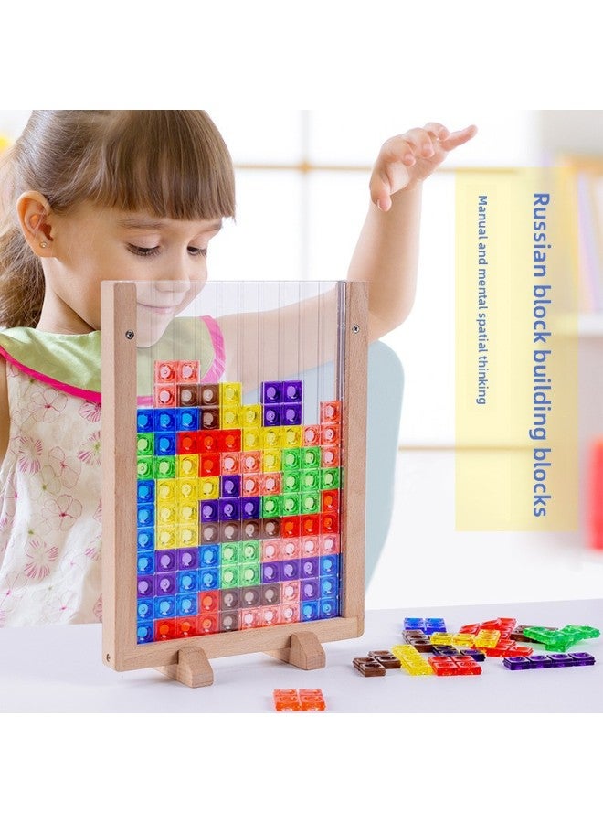 3D Three-dimensional Tetris Puzzle Color Transparent Building Blocks Puzzle Intelligence Shape Classification Children's Educational Toys-Color:Yhm-acrylic Tetris