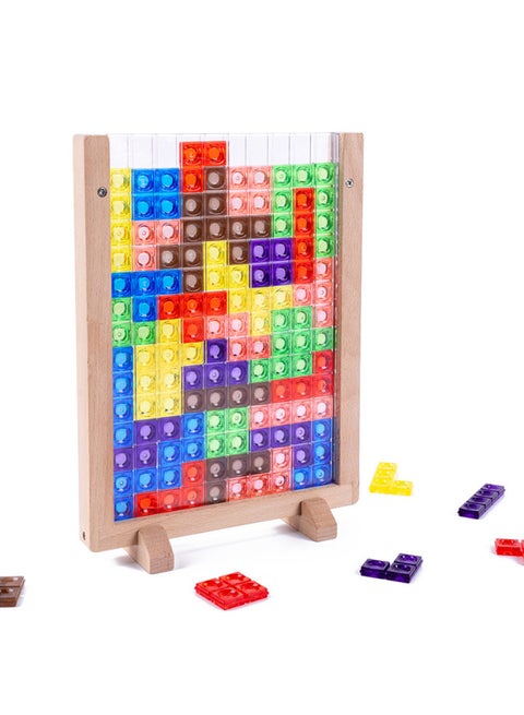 3D Three-dimensional Tetris Puzzle Color Transparent Building Blocks Puzzle Intelligence Shape Classification Children's Educational Toys-Color:Yhm-acrylic Tetris