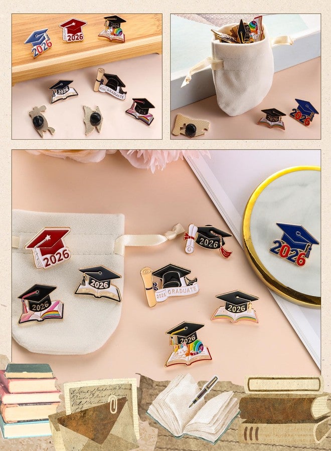 RANERVZ 8pcs Graduation Pins Bulk with Storage Bag for Class of 2026 Graduation Cap Diploma Enamel Pins for Backpack Hat Jackets Congrat Grads Gifts for Students Teachers Graduation Party Favors (2026 Grads, 8) - Image 5