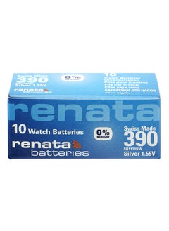 Renata 390 Watch Battery (SR1130SW), Silver Oxide 1.55V Battery, Pack of 10 Batteries
