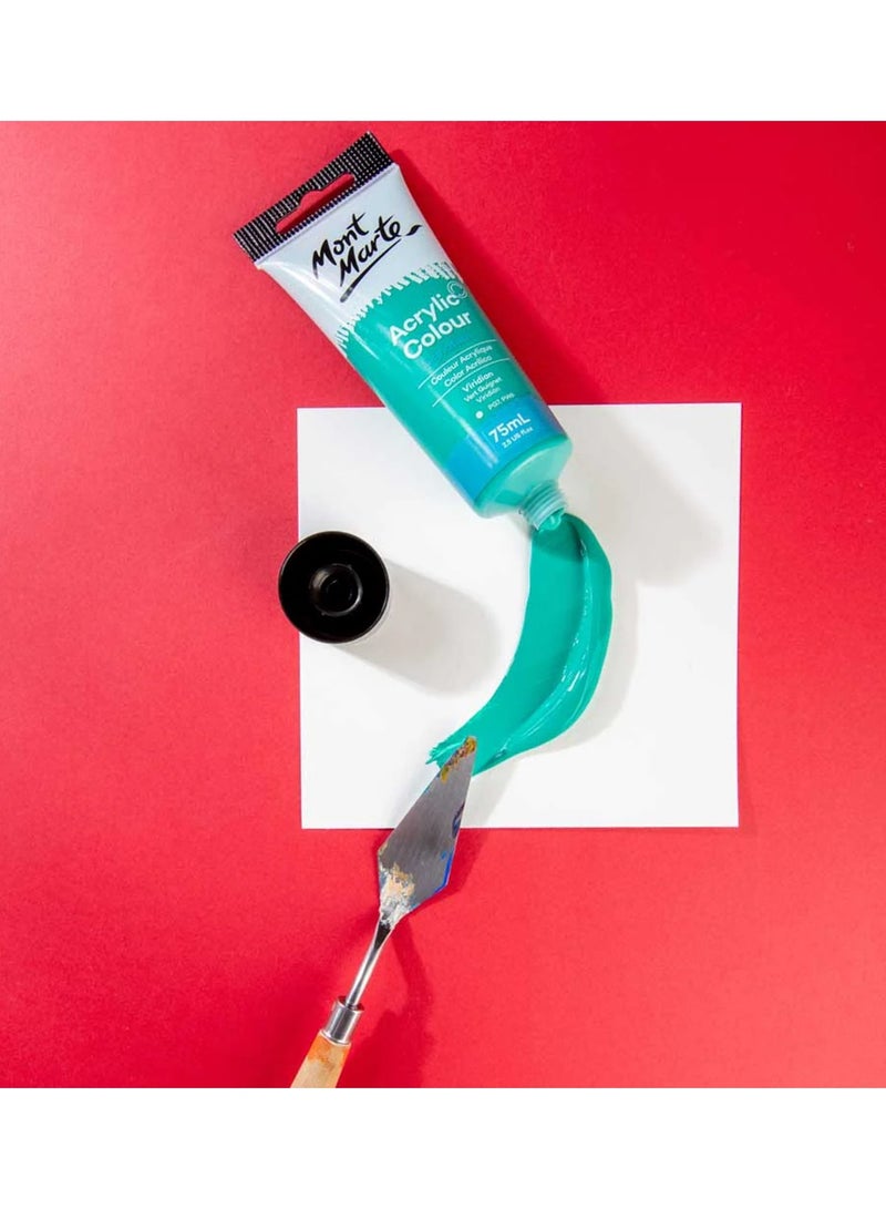 Mont Marte Signature Acrylic Colour Paint Tube 75ml Content Viridian - Image 2