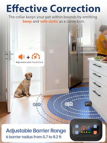 MIMOFPET Wireless Pet Barrier - Indoor Outdoor Waterproof Barrier with Adjustable Range up to 8.2 ft,Adjustable Safe Static Intensity, Rechargeable Boundary System for Dogs (Wireless Barrier System) - Image 5