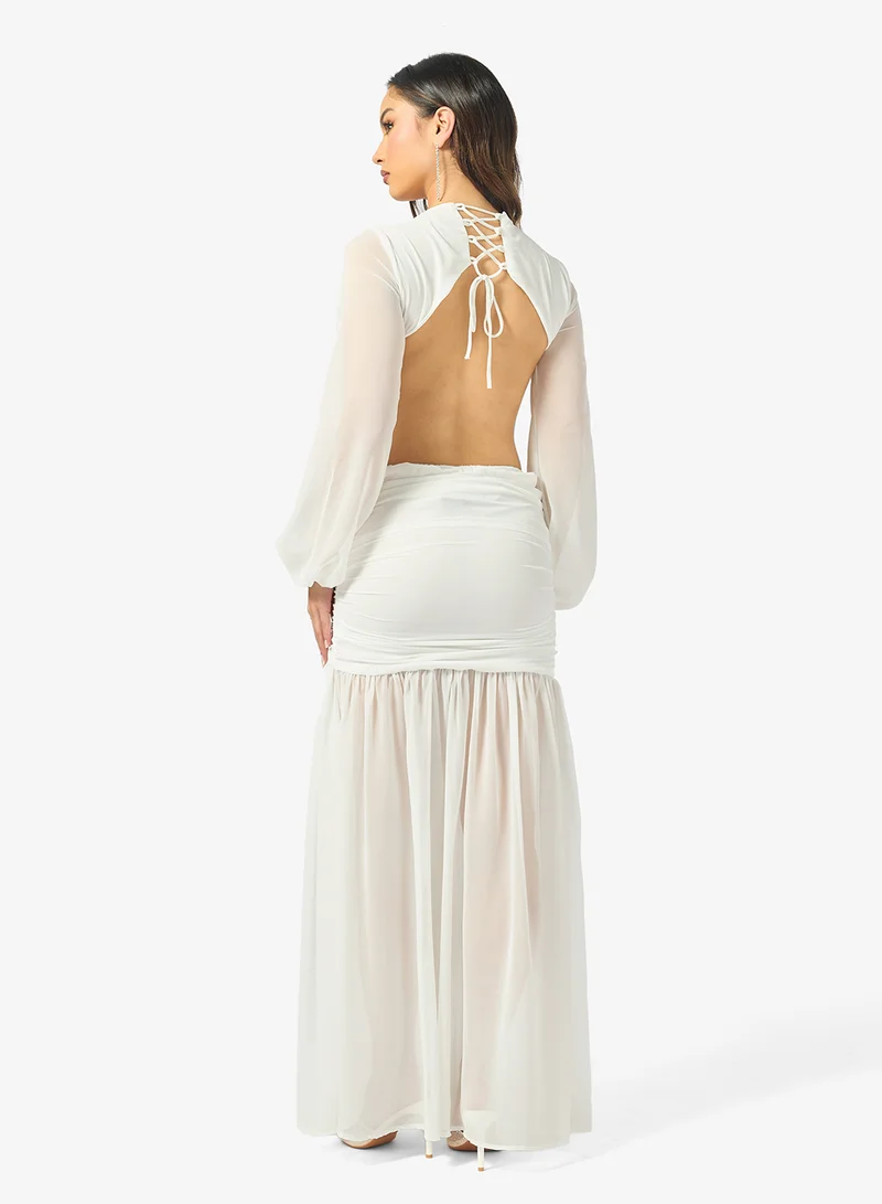 Ginger Plunge Neck Draped Drop Waist Dress