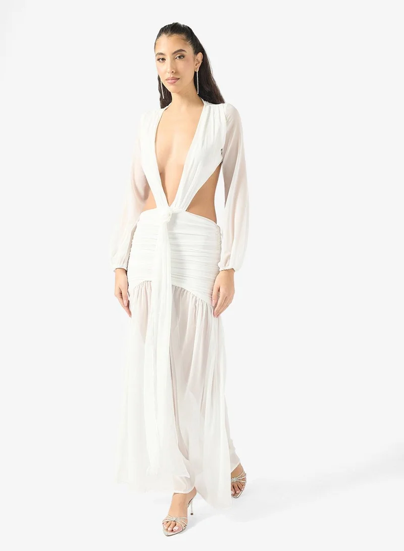 Ginger Plunge Neck Draped Drop Waist Dress
