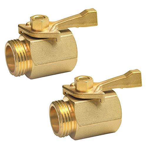 Hourleey 2 Pack Solid Brass Garden Hose Shut Off Valve with 2 Extra Rubber Washers, 3/4 Inch, Gate Valve, Hose Valve, Brass - Image 1