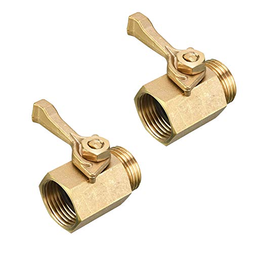Hourleey 2 Pack Solid Brass Garden Hose Shut Off Valve with 2 Extra Rubber Washers, 3/4 Inch, Gate Valve, Hose Valve, Brass - Image 2