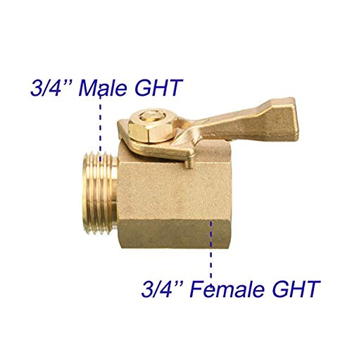Hourleey 2 Pack Solid Brass Garden Hose Shut Off Valve with 2 Extra Rubber Washers, 3/4 Inch, Gate Valve, Hose Valve, Brass - Image 5