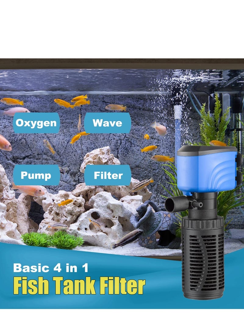 Excefore - Fish Tank Filter Silent Internal Aquarium Filter for Clean Water Air Pump and Waves Biochemical Filtration for Healthy Fish and Turtles 4W 450L Black - Image 1