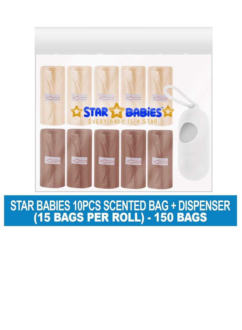 STAR BABiES Star Babies Scented Bag Pack of 10/150bags with Dispenser -Ivory/Brown  - Image 2