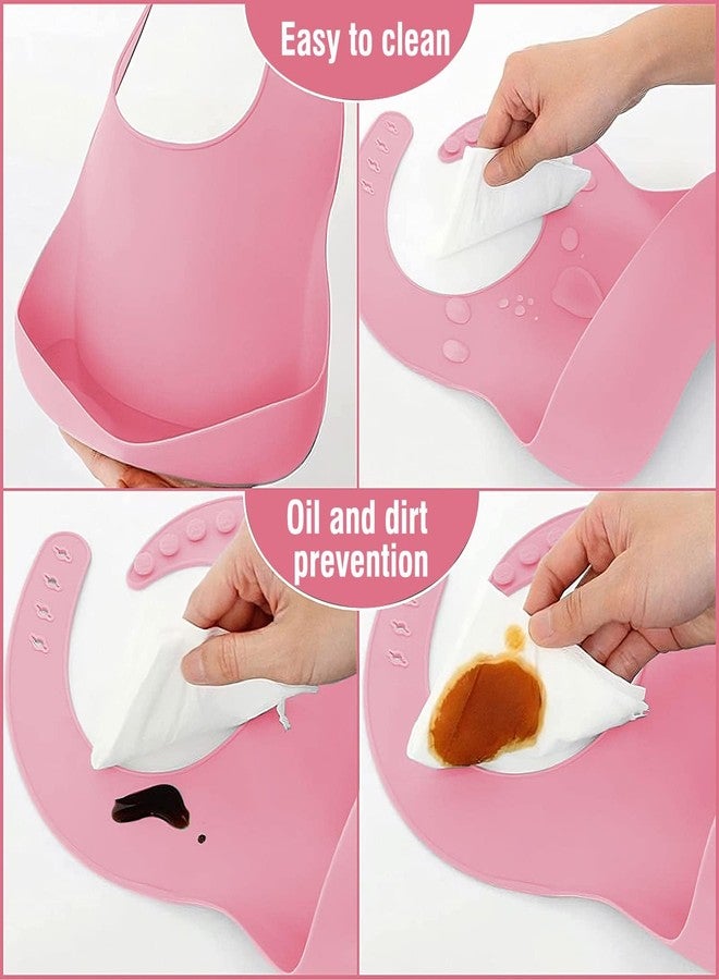 Prakid 7 in 1 Silicone Baby Feeding Set | Complete Baby Tableware Set | Suction Plate, Bowl, Spoon, Fork, Cup & Bib | BPA-Free, Microwave Safe | Easy Clean | Perfect Feeding Kit for Baby | Rose Pink - Image 5