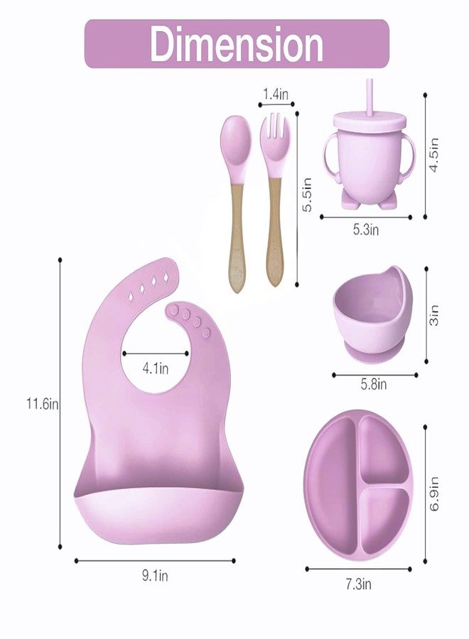 Prakid 7 in 1 Silicone Baby Feeding Set | Complete Baby Tableware Set | Suction Plate, Bowl, Spoon, Fork, Cup & Bib | BPA-Free, Microwave Safe | Easy Clean | Perfect Feeding Kit for Baby | Rose Pink - Image 3