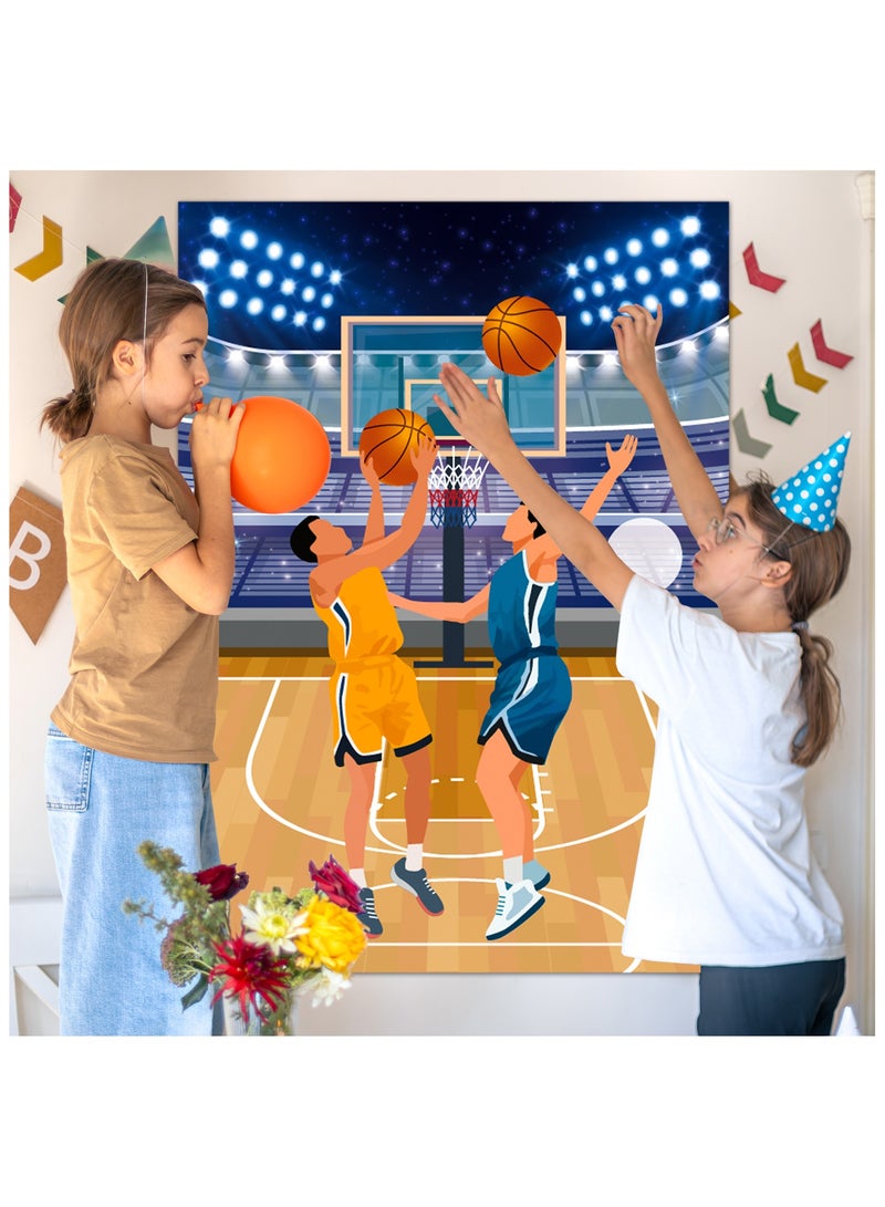 FRUITFUL PARTY Pin The Basketball on The Hoop Game, 7 Pcs Basketball Pin Game Supplies - Basketball Party Games Poster, Basketballs Stickers & Basketball Game Blindfold etc Basketball Party Decorations Games  - Image 4