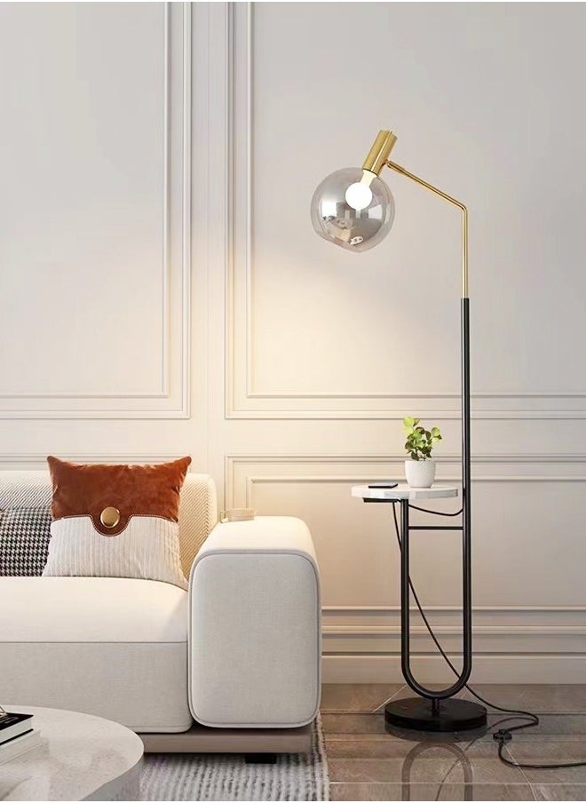 Raffine 1-Piece Scandinavian Style Standing Floor Lamp Industrial Design Lamp with Marble Plate Table Bright Lampshade Lamp for Living Room Bedroom Offices 40x30x170 cm  - Image 2