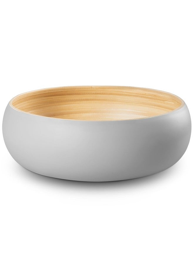LEXA Bamboo Fruit Bowl for Kitchen Counter, 12 Inch Large & Round, Artisan Lacquered Wooden Fruit Bowl or Candy Bowl, Handcrafted Bamboo Fruit Basket for Kitchen & Home Decor (Gray) - Image 1