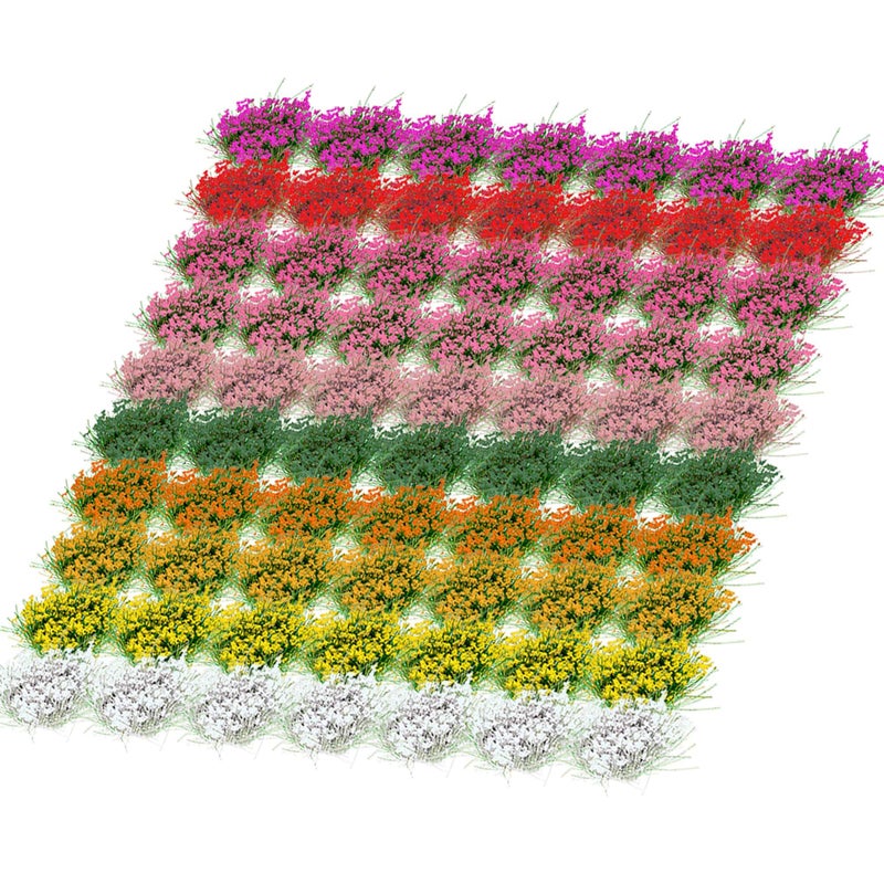 Potanro 70pcs Miniature Flowers Cluster for Crafts DIY Colorful,Static Grass Diorama Base Supplies,for Train Landscape Railroad Fairy Garden Sand Military Layout Model Miniature Scenery Accessories (Group 2) - Image 1
