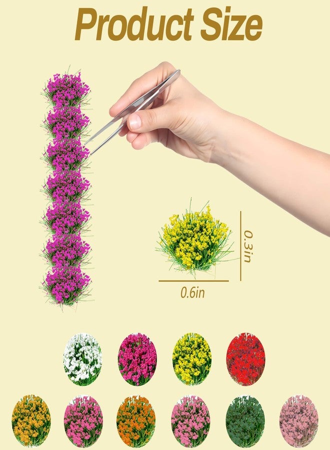 Potanro 70pcs Miniature Flowers Cluster for Crafts DIY Colorful,Static Grass Diorama Base Supplies,for Train Landscape Railroad Fairy Garden Sand Military Layout Model Miniature Scenery Accessories (Group 2) - Image 2